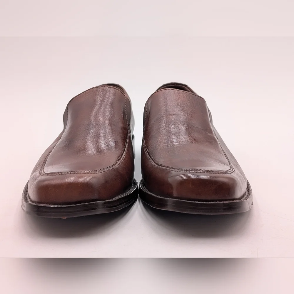 Johnston & Murphy Size 10.5M Classic Brown Genuine Leather Loafers Elastic Gore